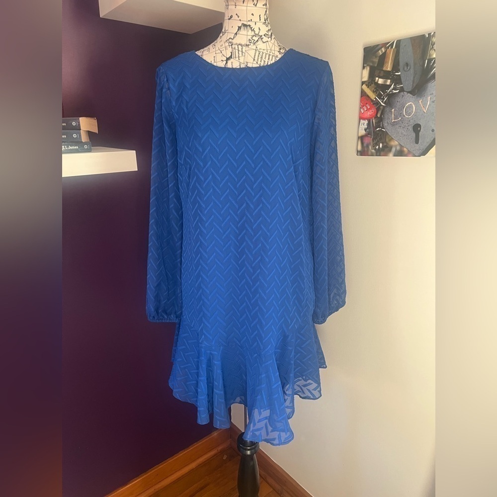 BCBGMaxazria Blue Long Sleeve Dress NWT